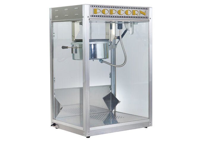 Winco 11147, Benchmark Silver Screen Popcorn Machine - 14 oz Kettle, 120v
