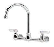 Krowne 12 - 802L, Silver Series 8" Center Wall Mount Faucet with 8 - 1/2" Wide Gooseneck Spout