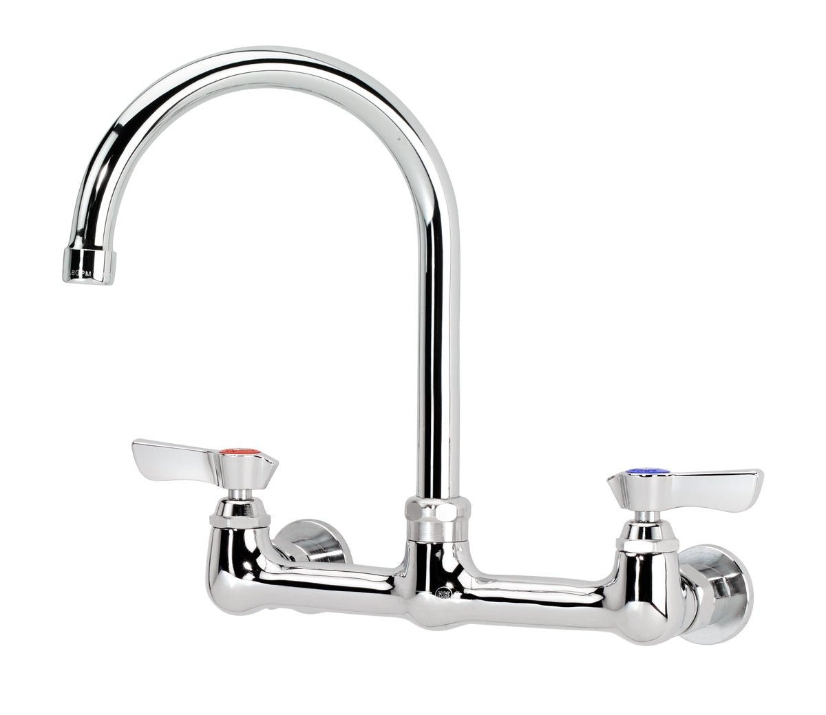 Krowne 12 - 802L, Silver Series 8" Center Wall Mount Faucet with 8 - 1/2" Wide Gooseneck Spout