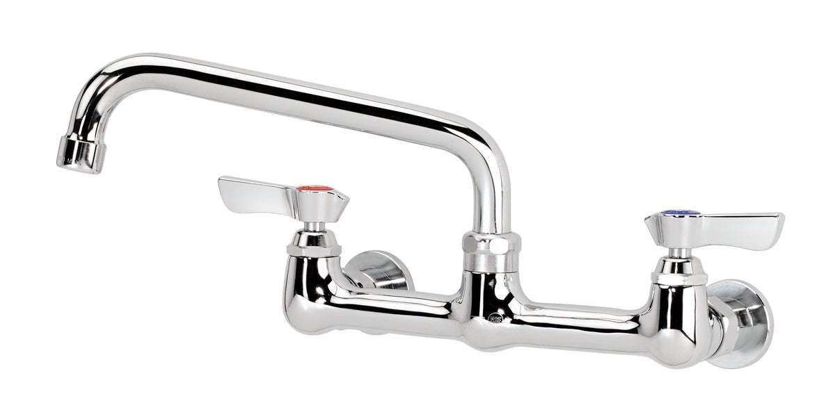 Krowne 12 - 808L, Silver Series 8" Center Wall Mount Faucet, 1/4 turn ceramic valves, with 8" Spout