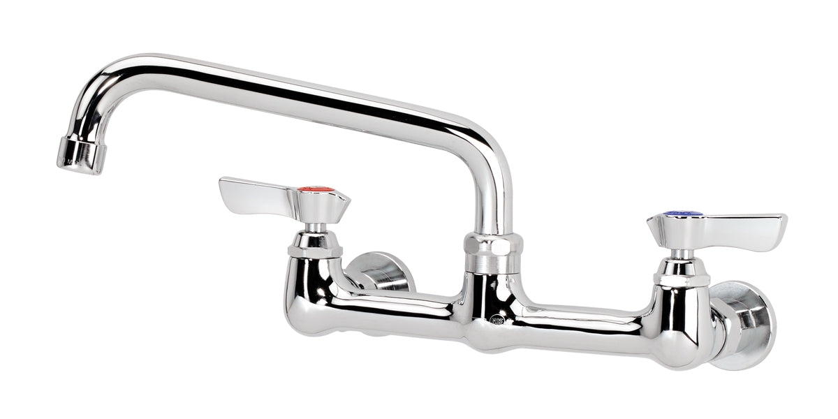 Krowne 12-808L, Silver Series 8" Center Wall Mount Faucet, 1/4 turn ceramic valves, with 8" Spout