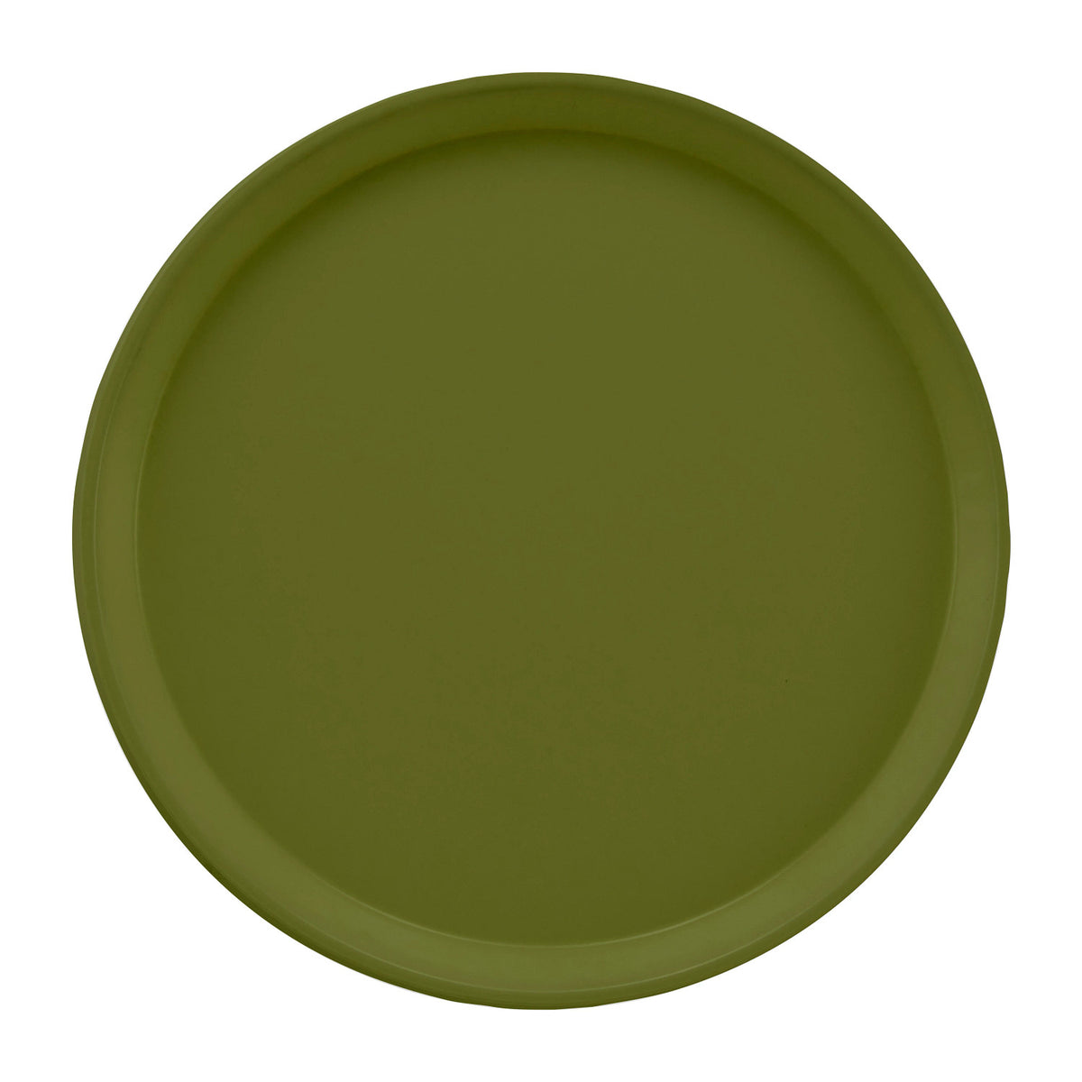 Cambro 1200428 Round Camtray Fiberglass Serving Tray, 12" Dia. - Olive Green