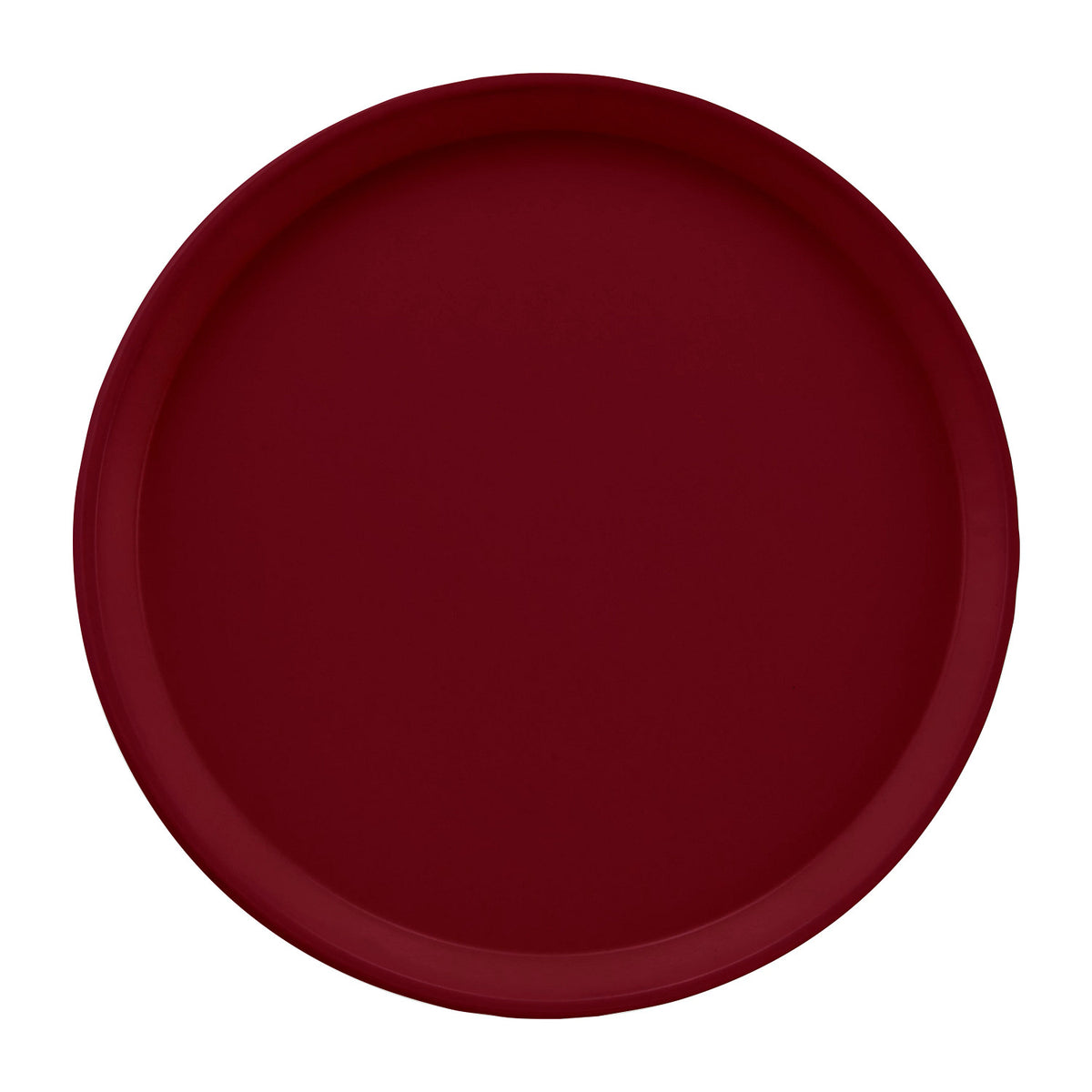 Cambro 1200522 Round Camtray Fiberglass Serving Tray, 12" Dia. - Burgundy Wine