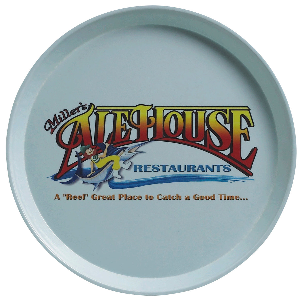 Cambro 1200177 Round Camtray Fiberglass Serving Tray, 12" Dia. - Sky Blue