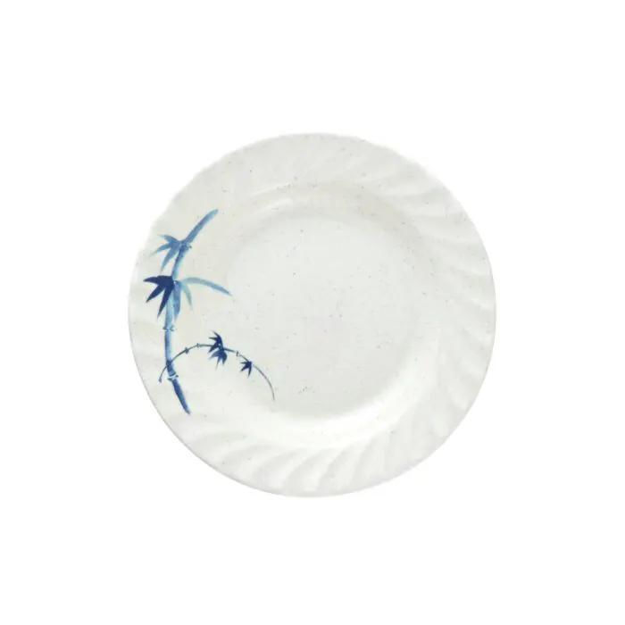 Thunder Group 1207BB, 7" CURVED RIM PLATE, BLUE BAMBOO, Melamine, NSF, Case Pack of 12
