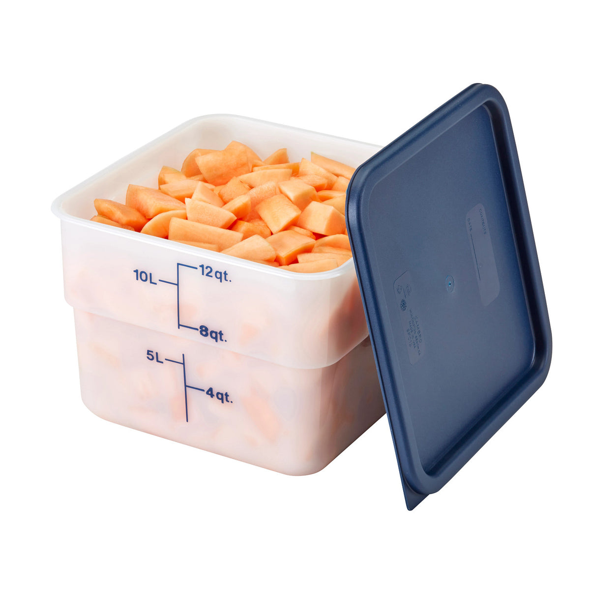 Cambro 12SFSP148 CamSquares Classic Poly Food Storage Container, 12 qt. - White