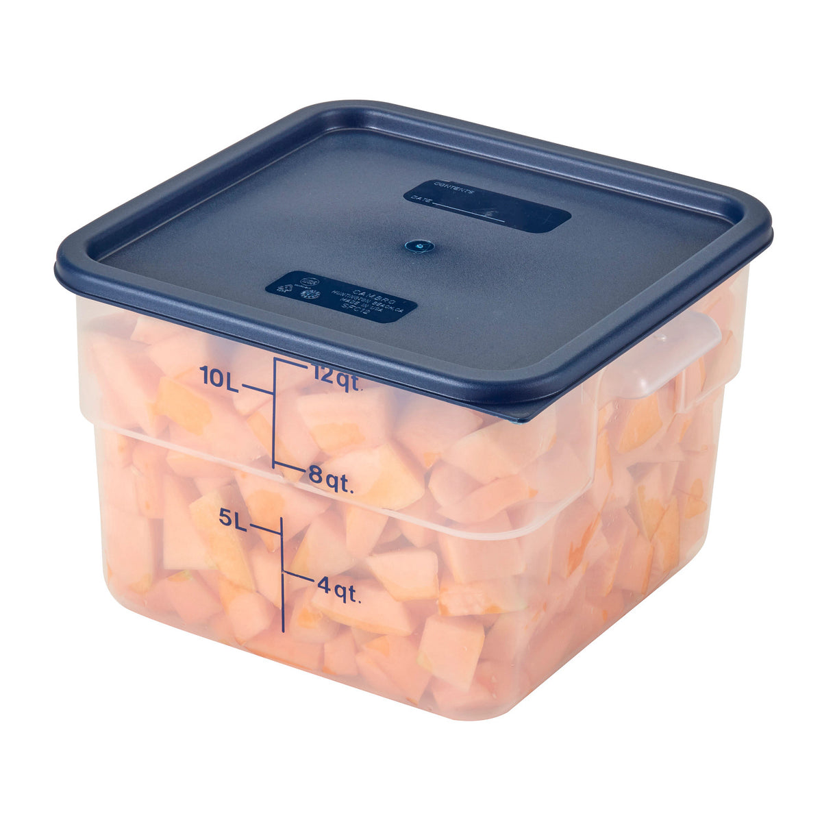 Cambro 12SFSPP190 CamSquares Classic Translucent Food Storage Container, 12 qt. - Translucent
