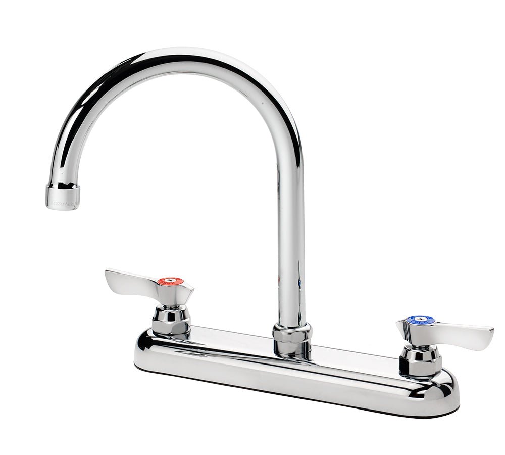 Krowne 13 - 801L, Silver Series 8" Center Deck Mount Faucet with 6" Wide Gooseneck Spout