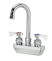 Krowne 14 - 400L, Royal Series 4" Center Wall Mount Faucet with 3 - 1/2" Wide Gooseneck Spout