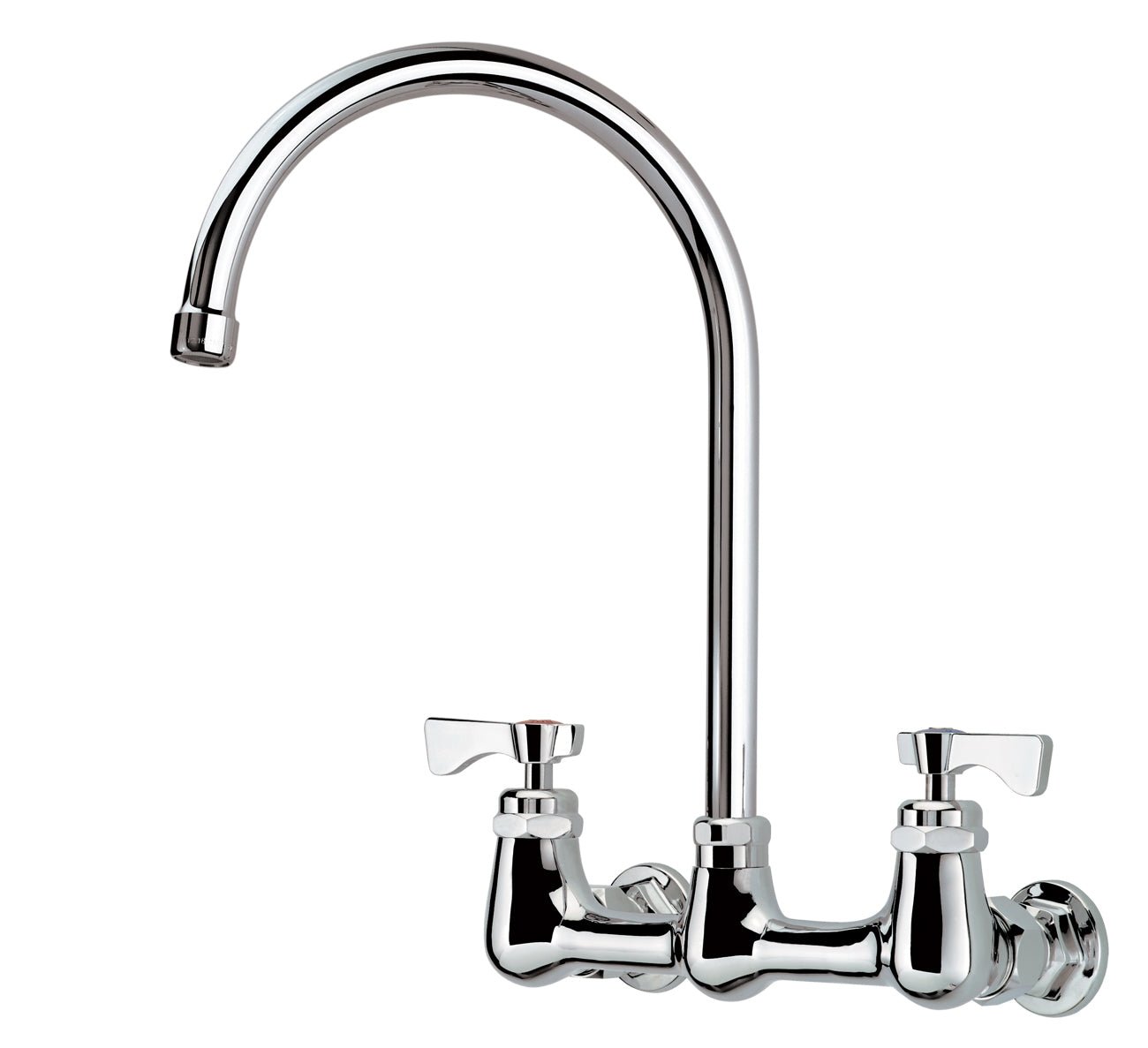 Krowne 14 - 802L, Royal Series 8" Center Wall Mount Faucet with 8 - 1/2" Wide Gooseneck Spout
