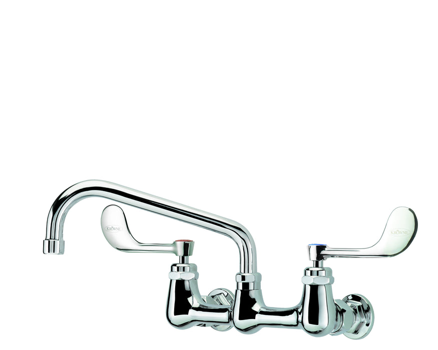 Krowne 14-808L-W-E4, Royal Series 8" Center Wall Mount Faucet with 8" Spout & Vandal Resistant Wrist Blades Handles