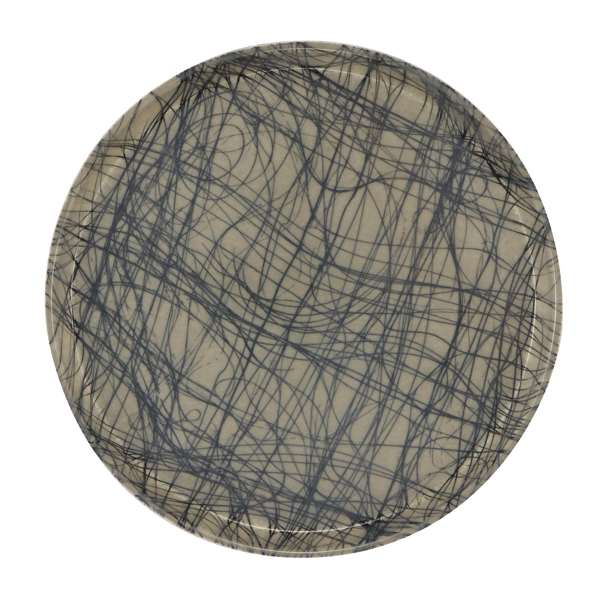 Cambro 1400277 Round Camtray Fiberglass Serving Tray, 14" Dia. - Swirl Gray
