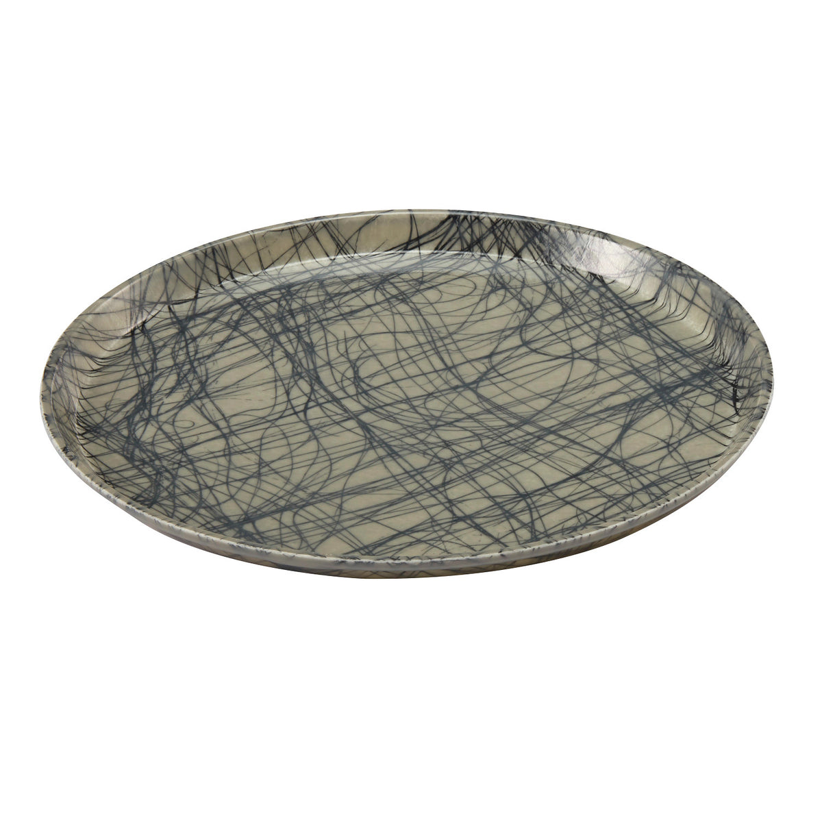 Cambro 1400277 Round Camtray Fiberglass Serving Tray, 14" Dia. - Swirl Gray