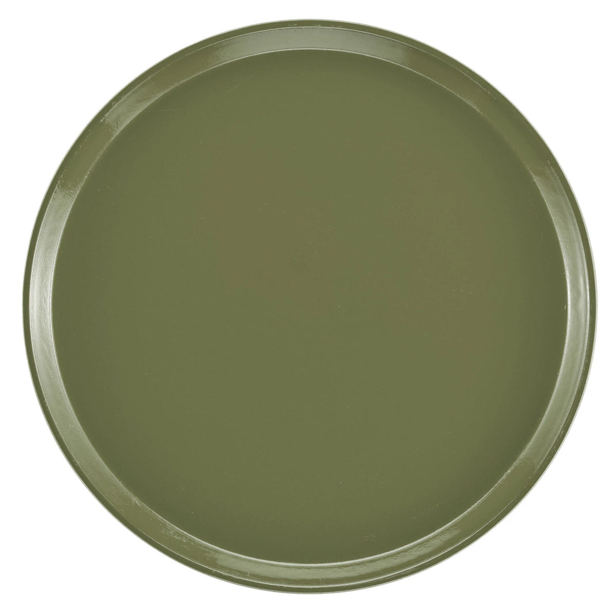 Cambro 1400428 Round Camtray Fiberglass Serving Tray, 14" Dia. - Olive Green
