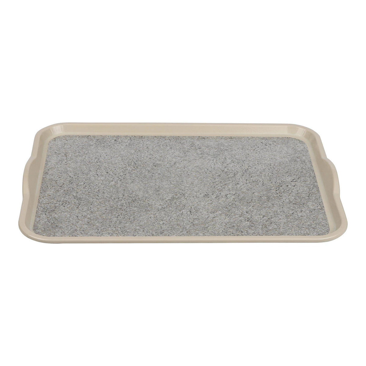 Cambro 1418VCH380 Non-Skid Versa Camtray with Handles, 18" x 14" - Ivory w/ Sahara