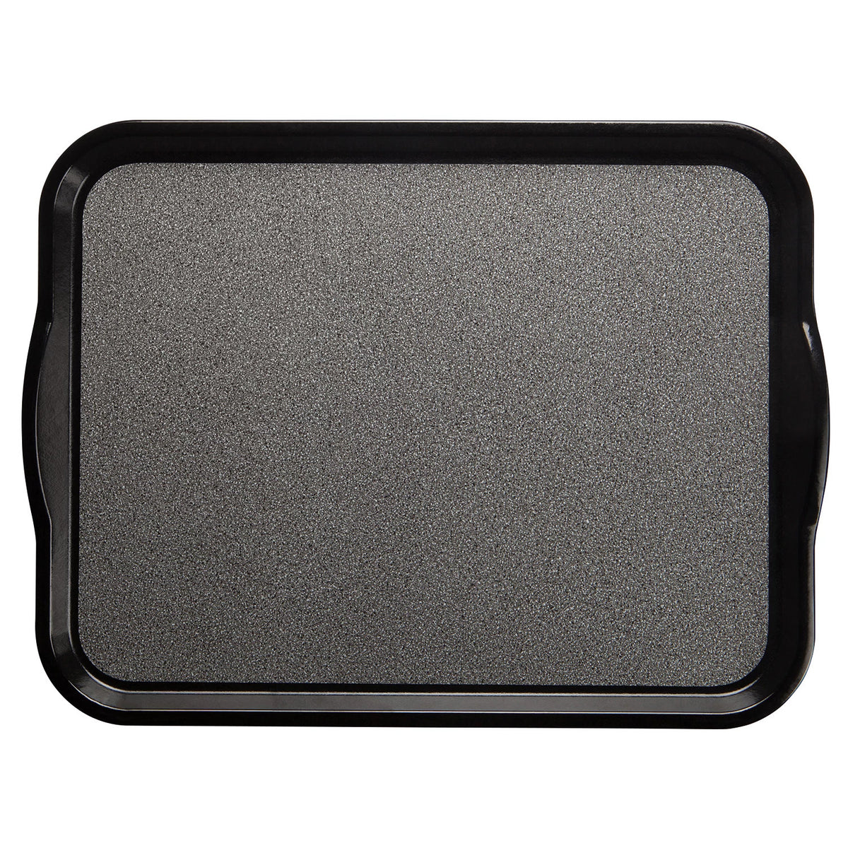 Cambro 1418VCH382 Non-Skid Versa Camtray with Handles, 18" x 14" - Black w/ Pebbled Black