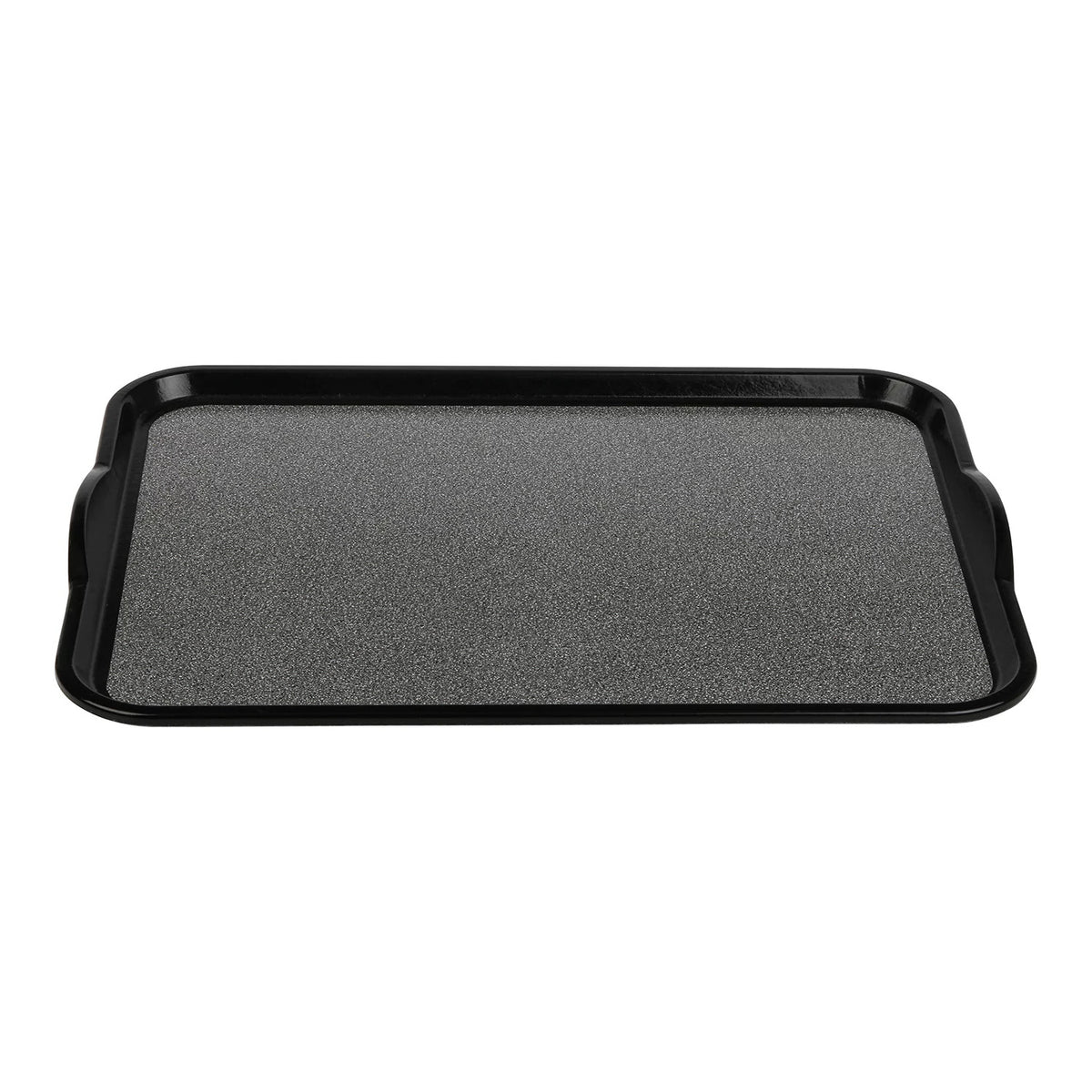 Cambro 1418VCH382 Non-Skid Versa Camtray with Handles, 18" x 14" - Black w/ Pebbled Black