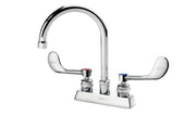 Krowne 15 - 301L - W - E4, Royal Series 4" Center Deck Mount Faucet with 6" Wide Gooseneck Spout & Vandal Resistant Wrist Blades Handles