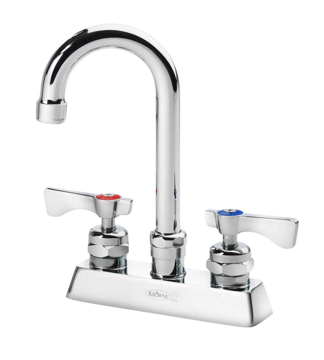 Krowne 15 - 325L, Royal Series 4" Center Deck Mount Faucet with 3 - 1/2" Wide Gooseneck Spout