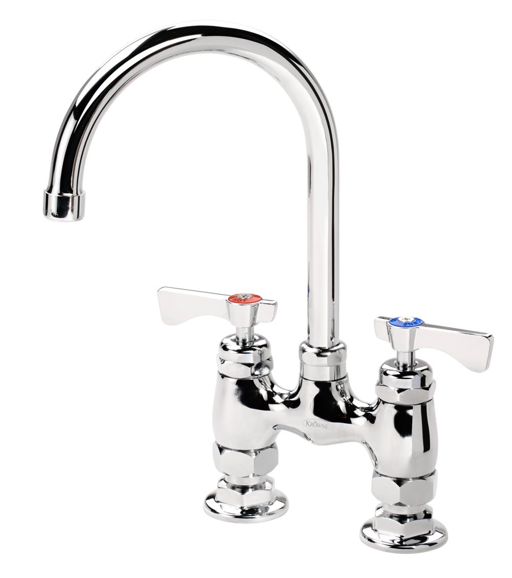Krowne 15 - 401L, Royal Series 4" Center Raised Deck Mount Faucet with 6" Wide Gooseneck Spout