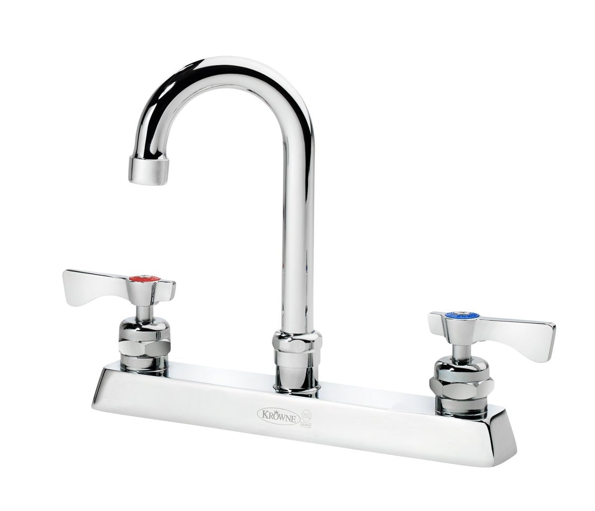 Krowne 15 - 525L, Royal Series 8" Center Deck Mount Faucet with 3 - 1/2" Wide Gooseneck Spout