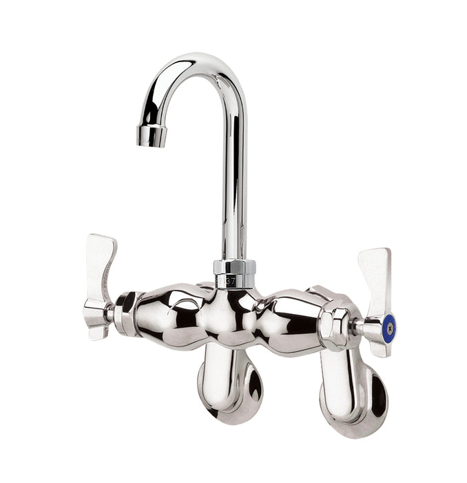 Krowne 15-625L, Royal Series Adjustable Center Wall Mount Faucet with 3-1/2" Wide Gooseneck Spout