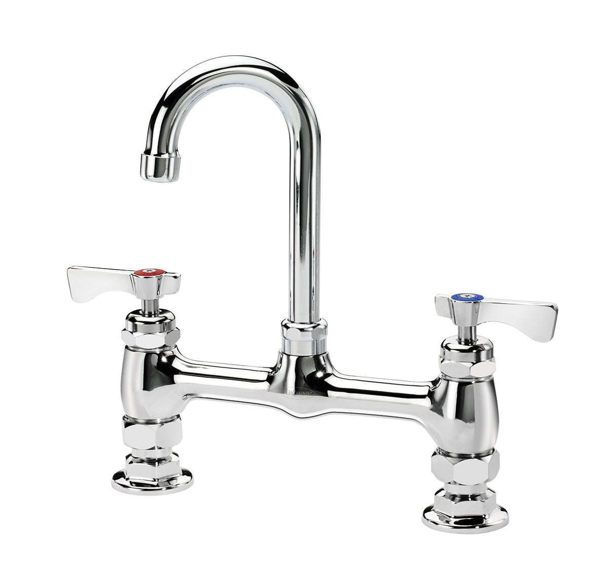 Krowne 15 - 825L, Royal Series 8" Center Raised Deck Mount Faucet with 3 - 1/2" Wide Gooseneck Spout