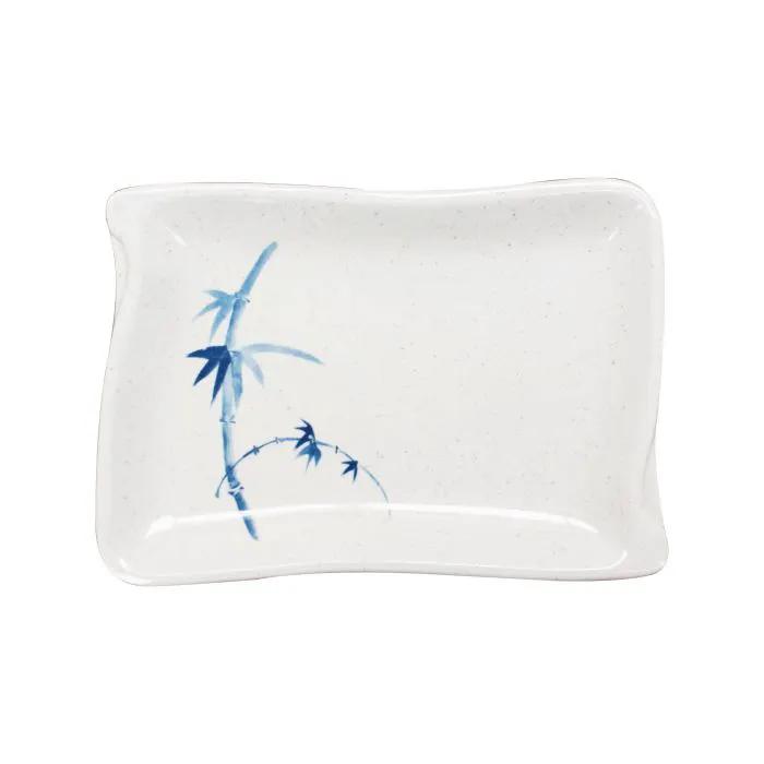 Thunder Group 1608BB, 5 3/4" X 4" WAVE SHAPE BBQ PLATE, BLUE BAMBOO, Melamine, NSF, Case Pack of 12