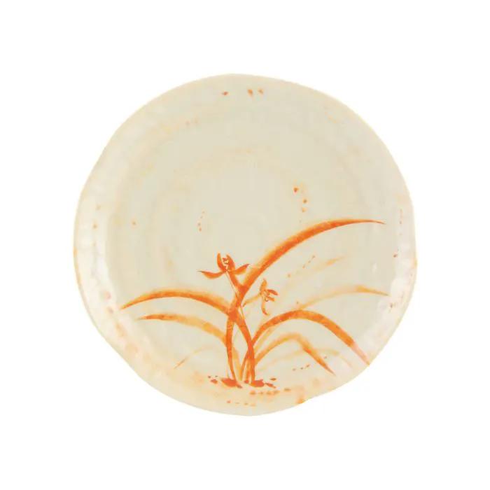 Thunder Group 1810, 10 1/2" LOTUS SHAPE PLATE, GOLD ORCHID, Melamine, NSF, Case Pack of 12