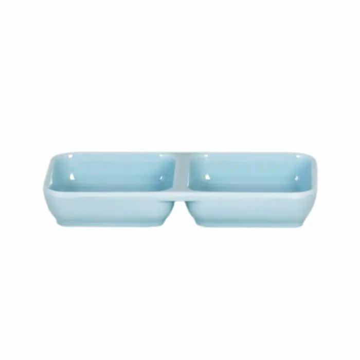 Thunder Group 1902, 4 OZ, 6" X 3" TWIN SAUCE DISH, BLUE JADE, Melamine, NSF, Case Pack of 12