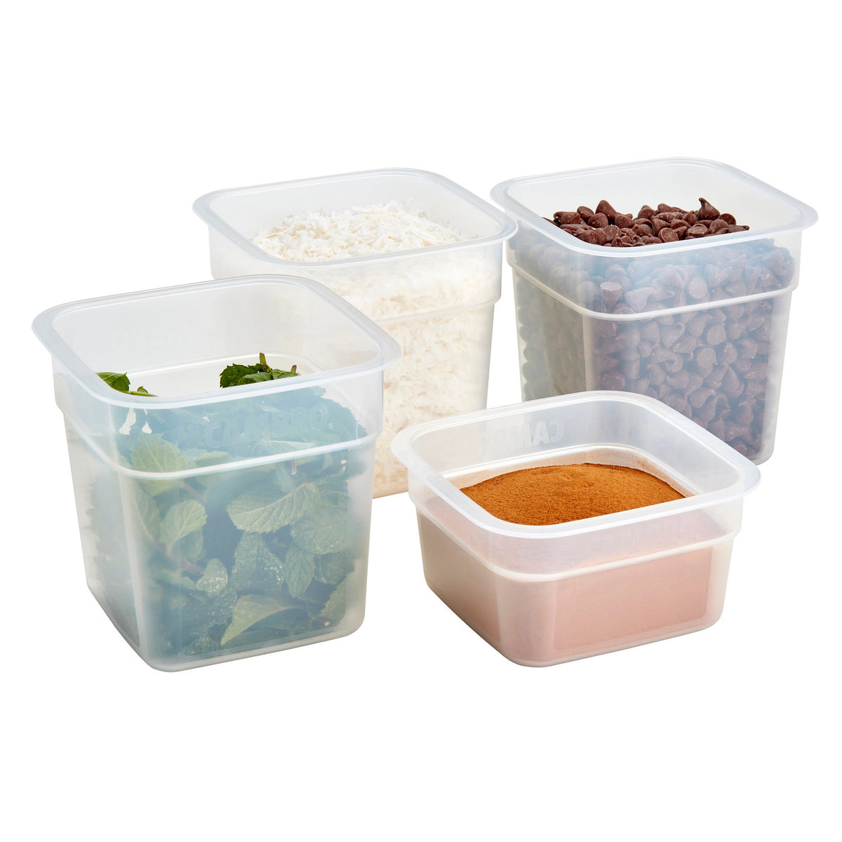 Cambro 1SFSPROPP190 FreshPro CamSquares Mini Food Storage Container, 1 qt., Translucent - Translucent
