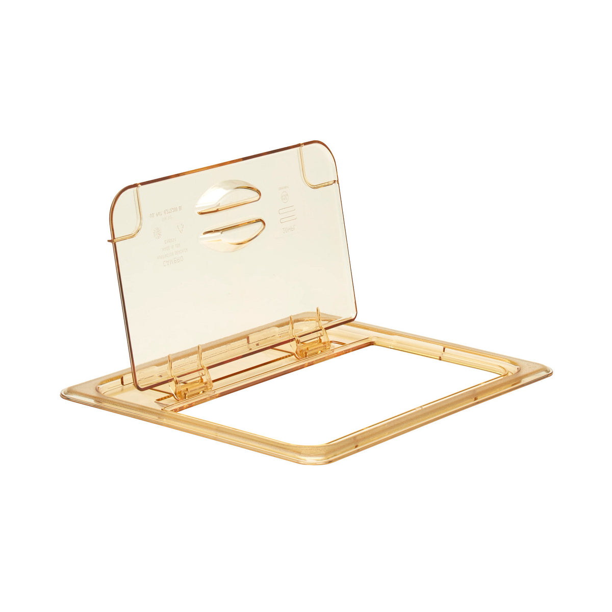 Cambro 20HPL150 H-Pan High Heat FlipLid, Half Size Solid Hinged Food Pan Cover - Amber