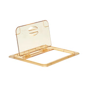 Cambro 20HPL150 H-Pan High Heat FlipLid, Half Size Solid Hinged Food Pan Cover - Amber