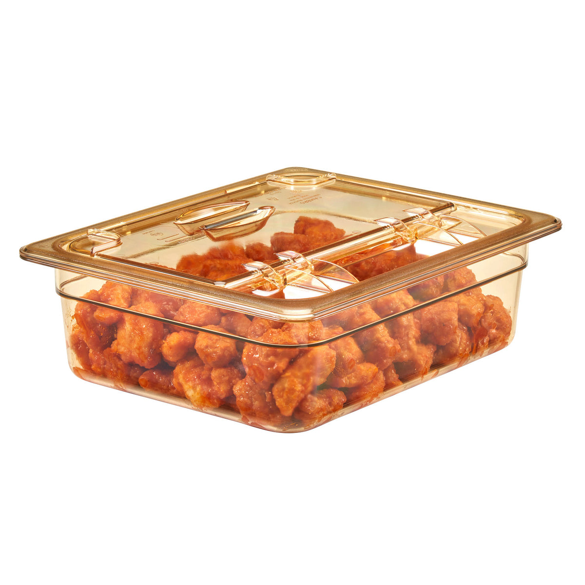 Cambro 20HPL150 H-Pan High Heat FlipLid, Half Size Solid Hinged Food Pan Cover - Amber