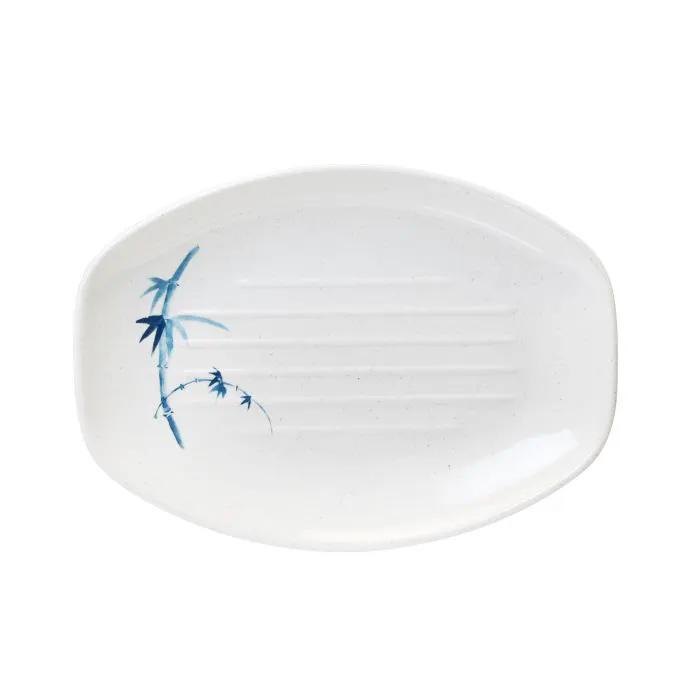 Thunder Group 2311BB, 23 OZ, 10 3/4" X 7 7/8" TERIYAKI TRAY, BLUE BAMBOO, Melamine, NSF, Case Pack of 12