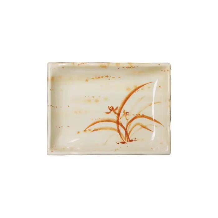 Thunder Group 2406, 8 OZ, 6 1/4" X 4 3/4" WAVE RECTANGULAR PLATE, GOLD ORCHID, Melamine, NSF, Case Pack of 12