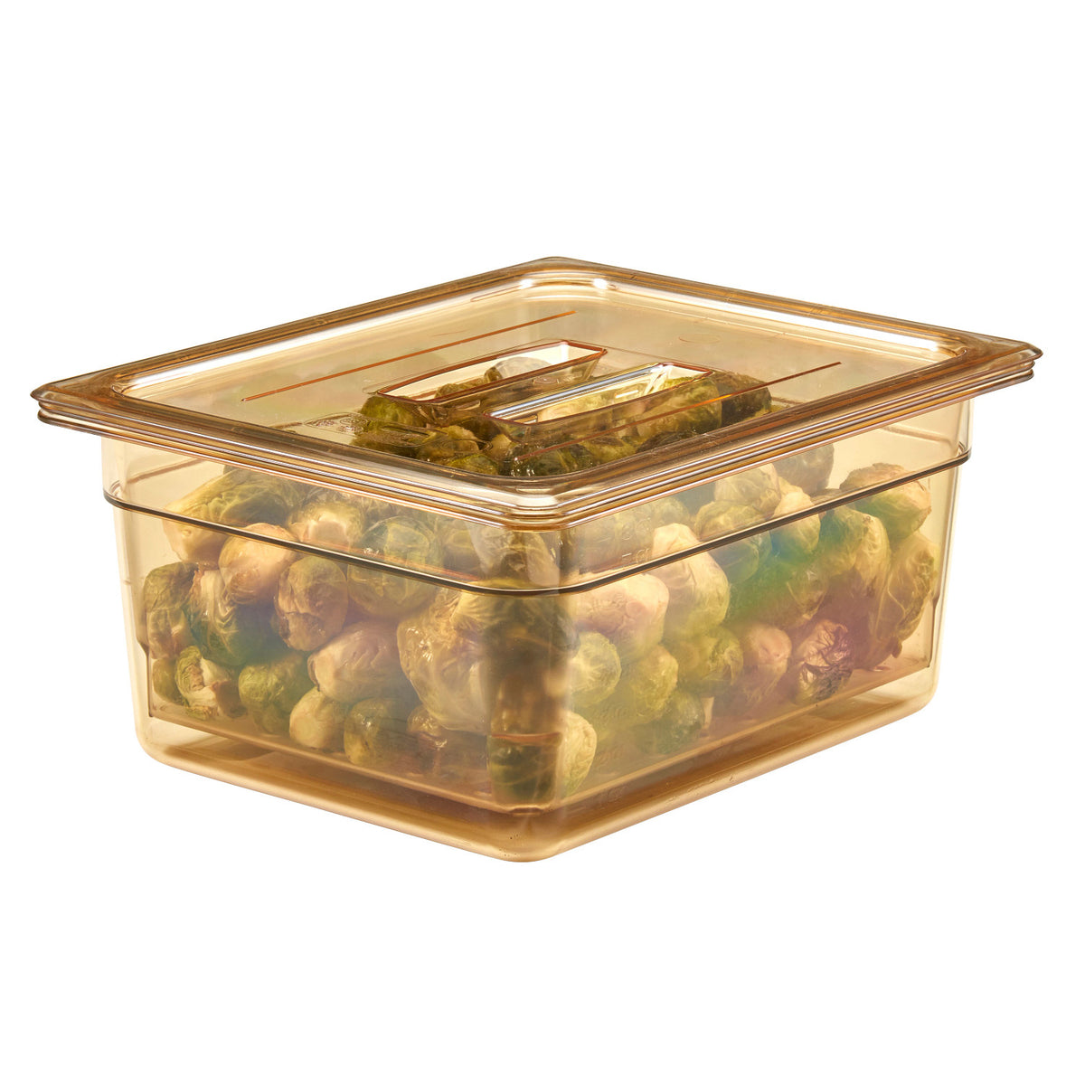Cambro 25CLRHP150 H-Pan High Heat Half Size Colander Pan, 5" Deep - Amber