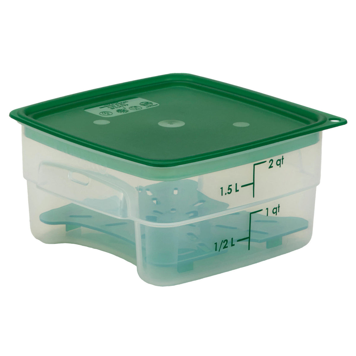 Cambro 2SFSPROPP190 FreshPro CamSquares Square Food Storage Container, 2 qt., Translucent - Translucent