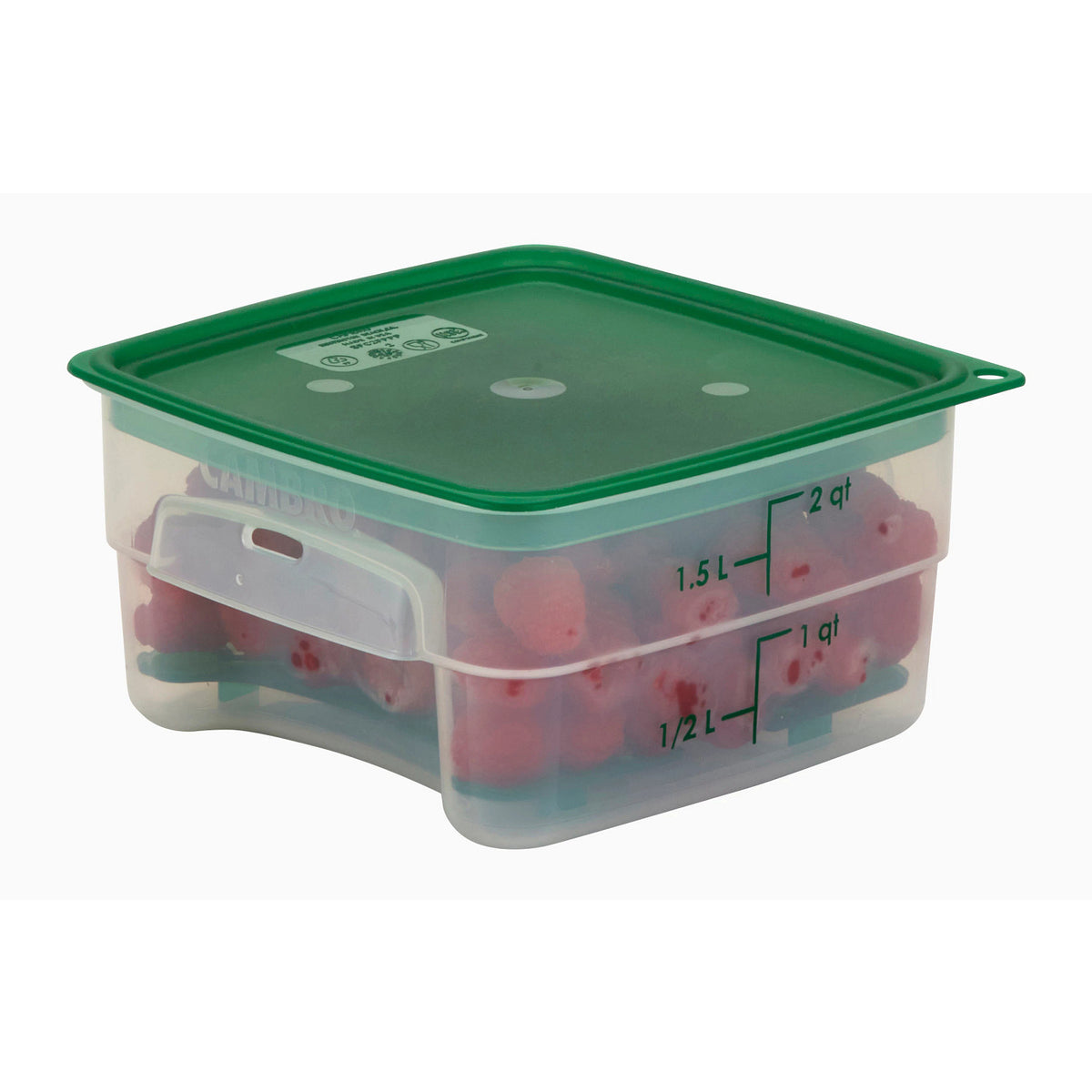Cambro 2SFSPROPP190 FreshPro CamSquares Square Food Storage Container, 2 qt., Translucent - Translucent