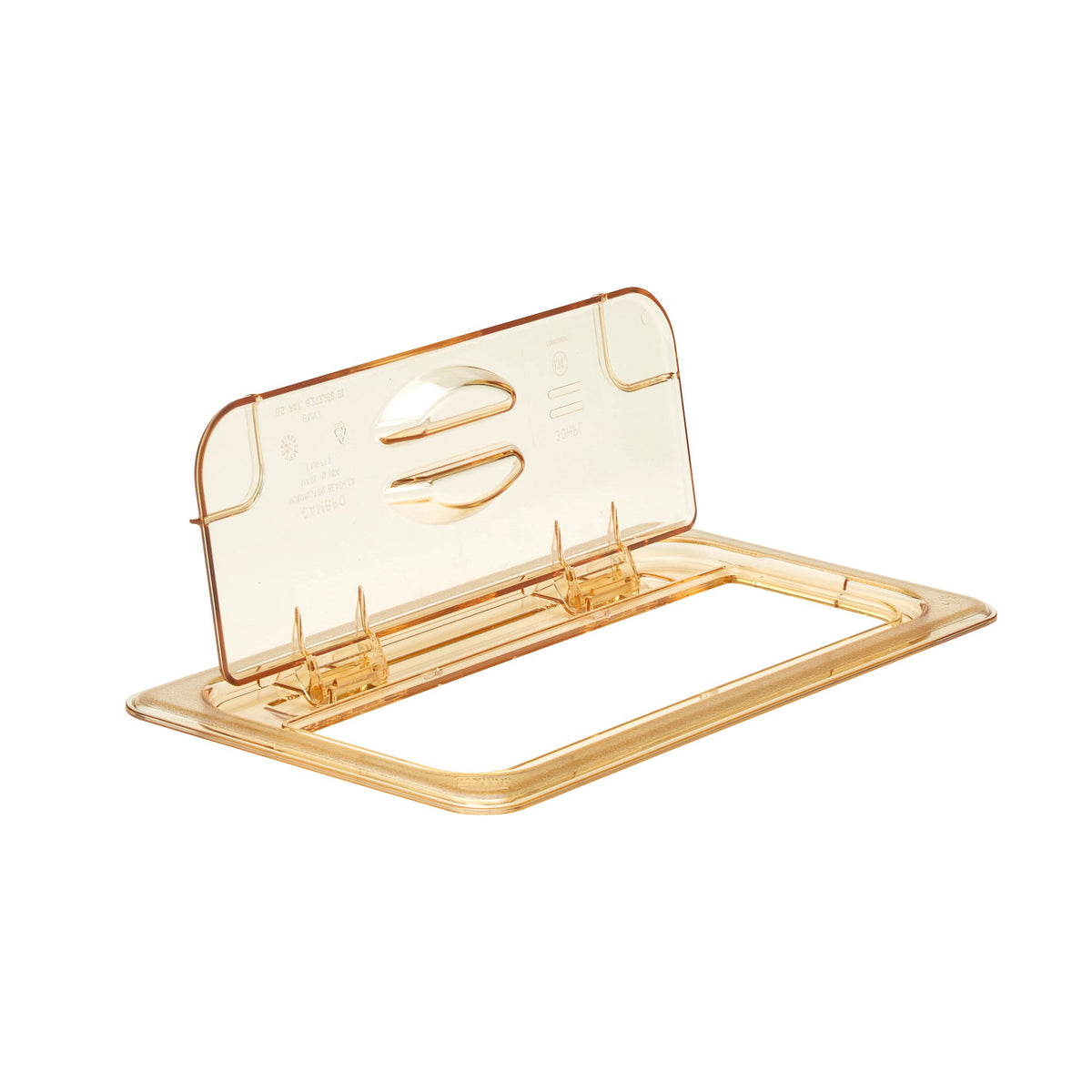 Cambro 30HPL150 H-Pan High Heat FlipLid, Third Size Solid Hinged Food Pan Cover - Amber