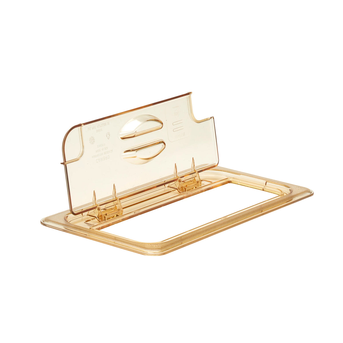 Cambro 30HPLN150 H-Pan High Heat FlipLid, Third Size Notched Hinged Food Pan Cover - Amber