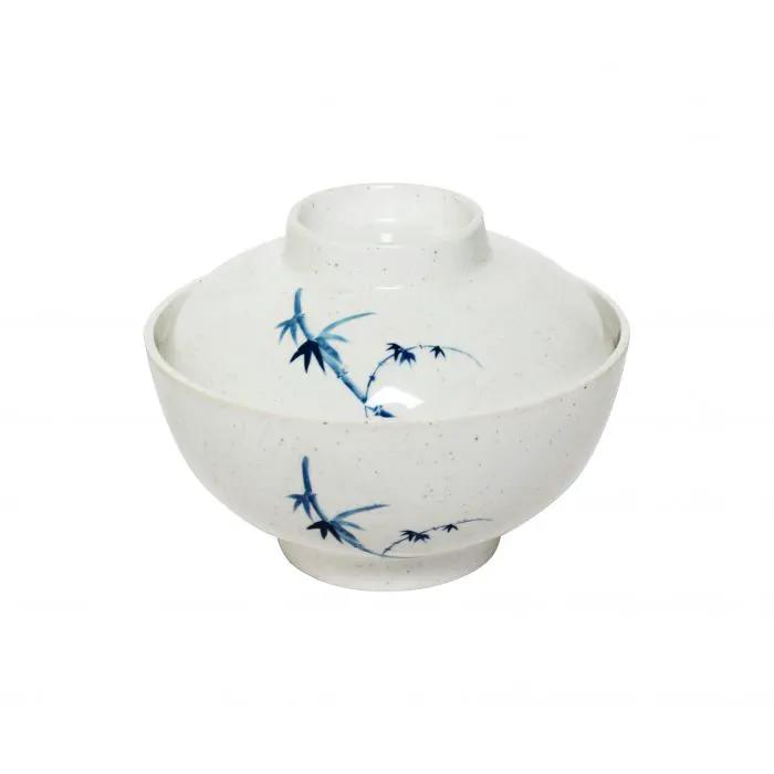 Thunder Group 3506BB, 10 OZ, 4 1/2" SPECIAL BOWL W/ LID, BLUE BAMBOO, Melamine, NSF, Case Pack of 12