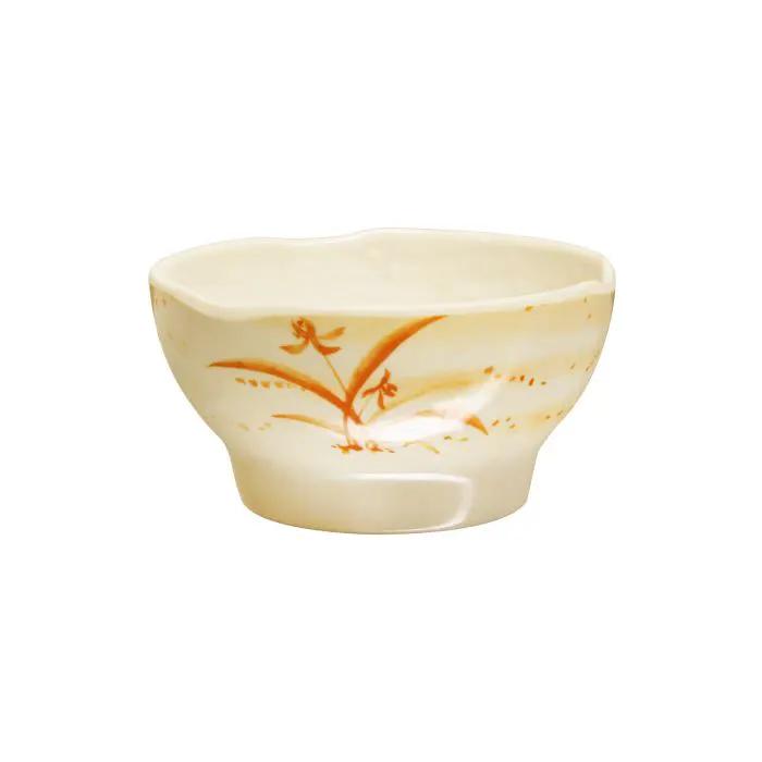 Thunder Group 3704, 10 OZ, 4 1/2" WAVE RICE BOWL, GOLD ORCHID, Melamine, NSF, Case Pack of 12