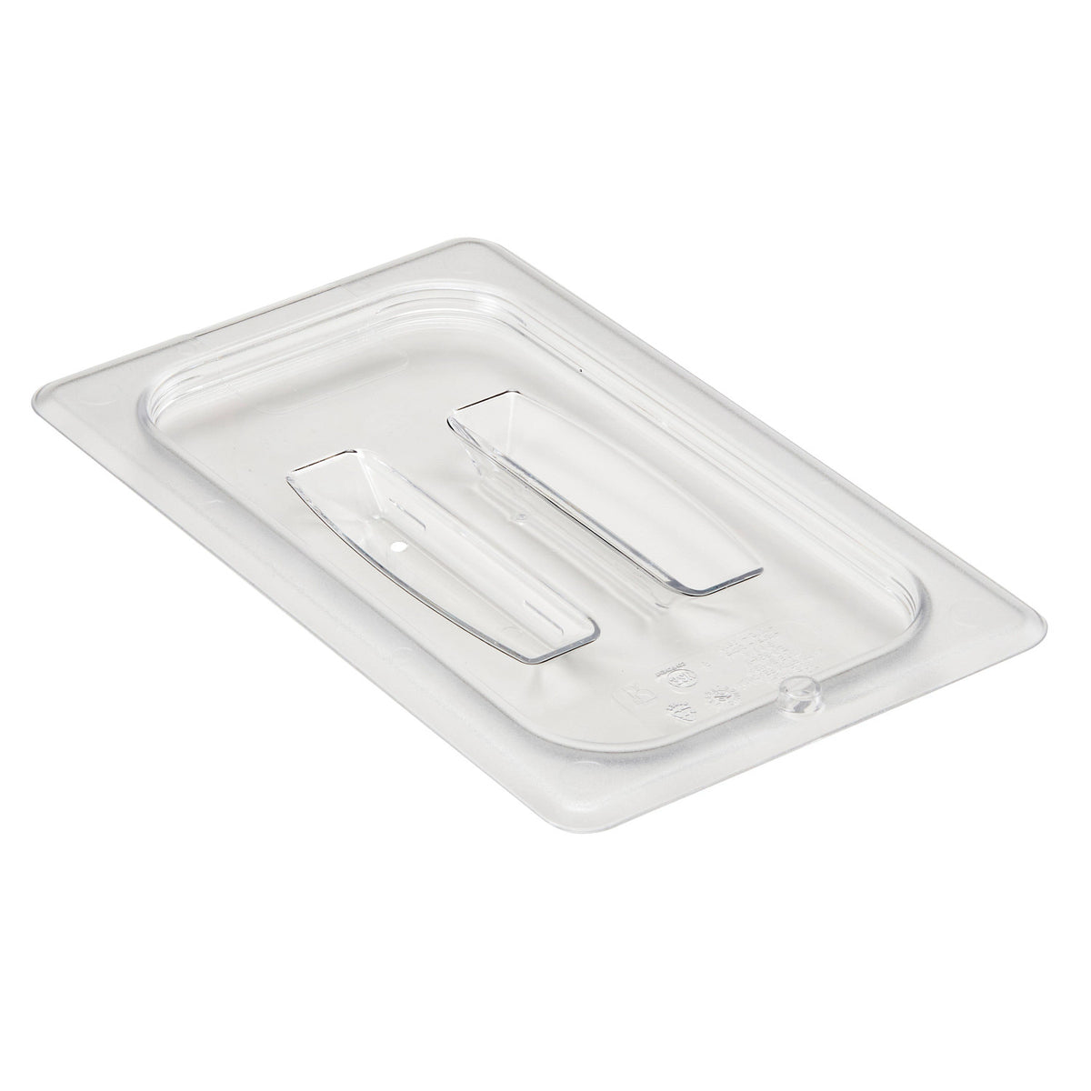 Cambro 40CWCH135 Camwear Fourth Size Food Pan Cover w/Handle, 10 7/16" x 6 3/8" - Clear