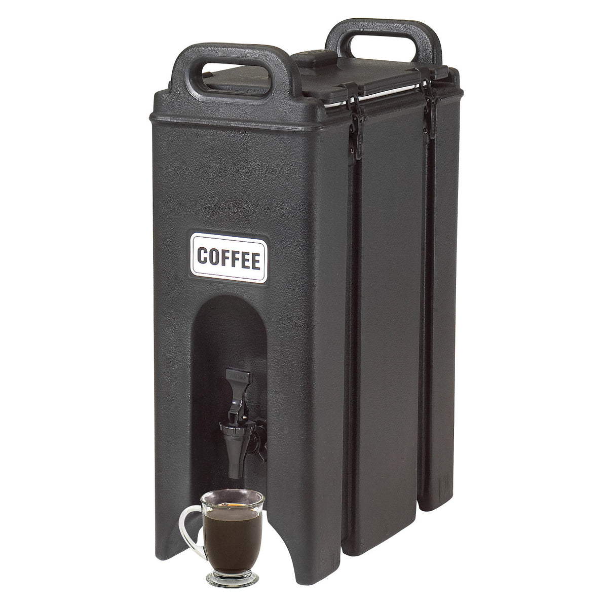Cambro 500LCD110 Camtainer 4 3/4 gal. Insulated Beverage Dispenser, 86 Servings - Black