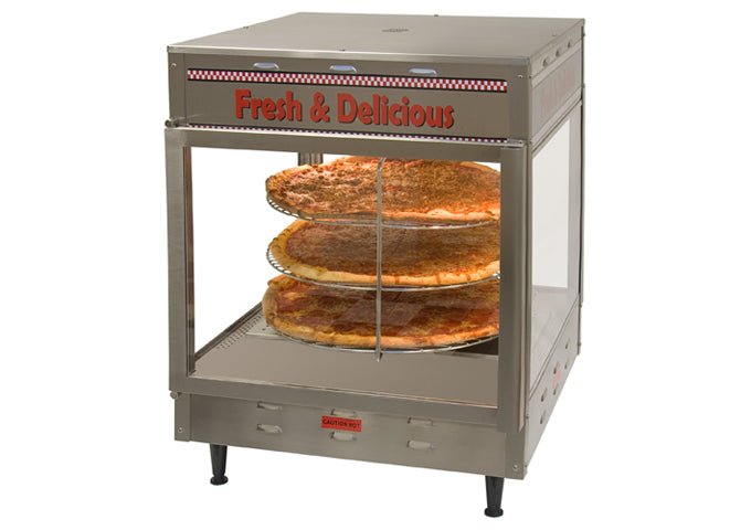 Winco 51018, Benchmark 18" Humidified Rotating Pizza / Pretzel Warmer Display, 120v