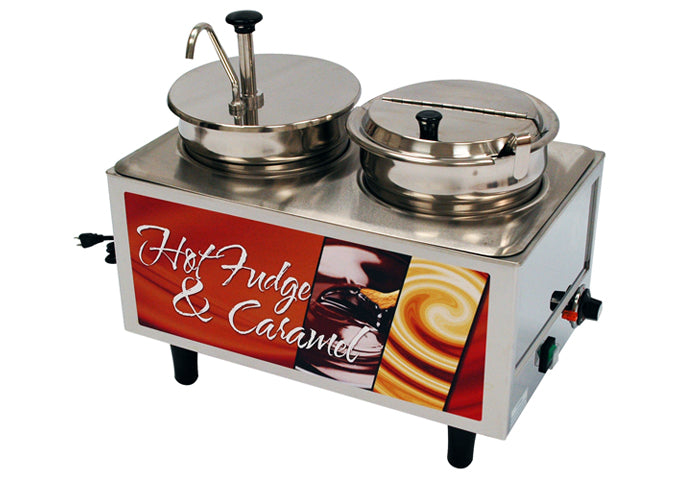 Winco 51073H, Benchmark Hot Fudge/Caramel Warmer 1-pump, 1-ladle/lid, 120v