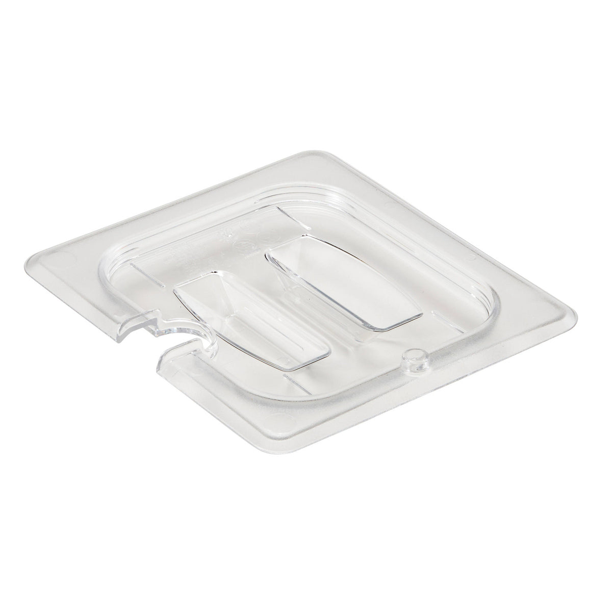 Cambro 60CWCHN135 Camwear Sixth Size Food Pan Notched Cover w/Handle, 6 15/16" x 6 3/8" - Clear