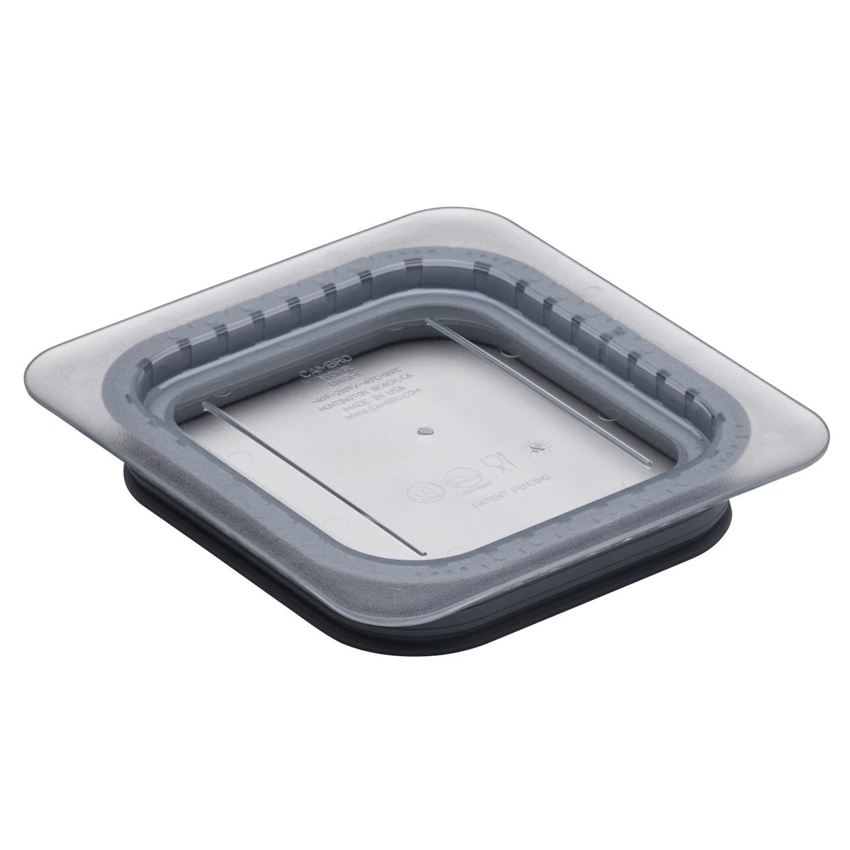 Cambro 60CWGL135 Camwear GripLid, Sixth Size Food Pan Cover, 6 15 1/6" x 6 3/8" - Clear