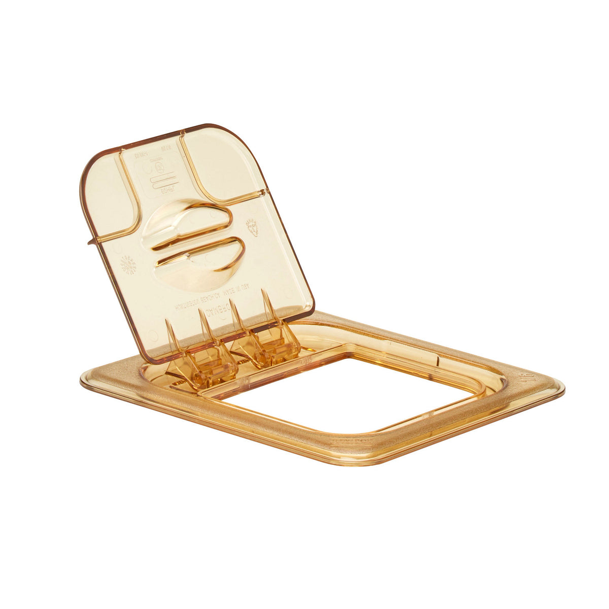 Cambro 60HPL150 H-Pan High Heat FlipLid, Sixth Size Solid Hinged Food Pan Cover - Amber